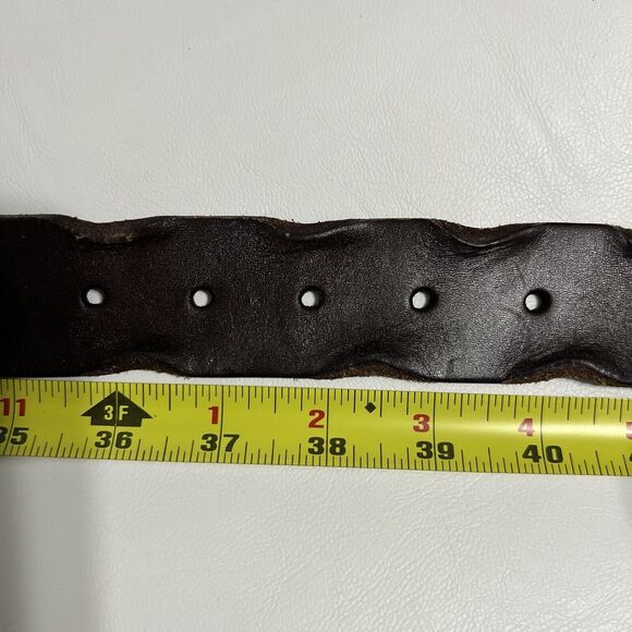 Leather Rhinestone Belt Brown Silver Western Rodeo y2k Studded Women's Large - Picture 4 of 4